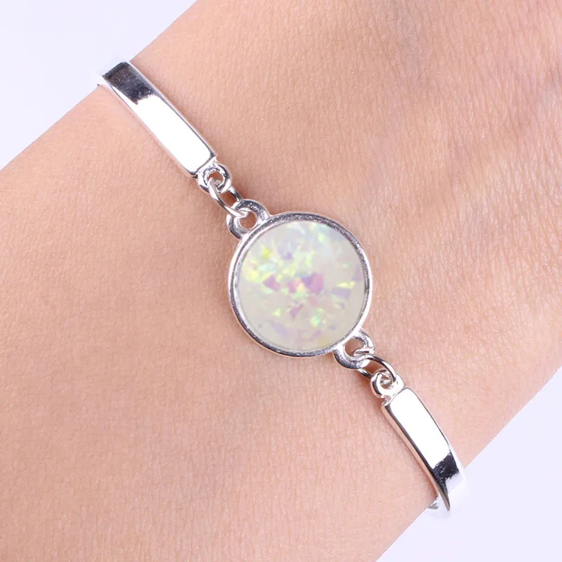 White opal stone Новая мода queen ювелирные изделия посеребренные талисманы браслет& Браслеты с кристаллами браслет для женщин - Окраска металла: White opal stone