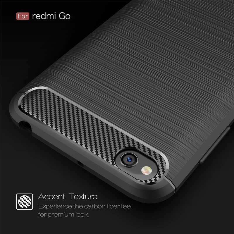 Carbon Fiber Cover For Xiaomi Redmi GO Case Rubber Bumper Silicone Phone Cases Back 5.0&quot | Мобильные телефоны и