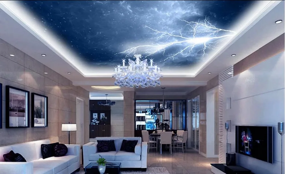 Пользовательские 3d фотообои потолочные Настенные обои гроза мечта ночное небо