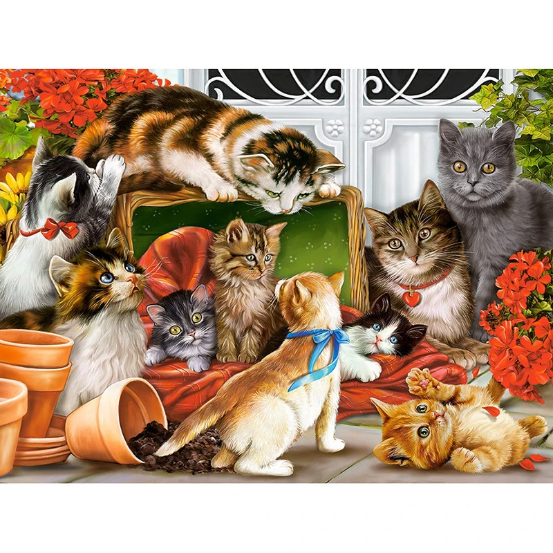 

5d diy diamond painting cross stitch landscape Resin Diamond Embroidery diamond moasic Needlework cats
