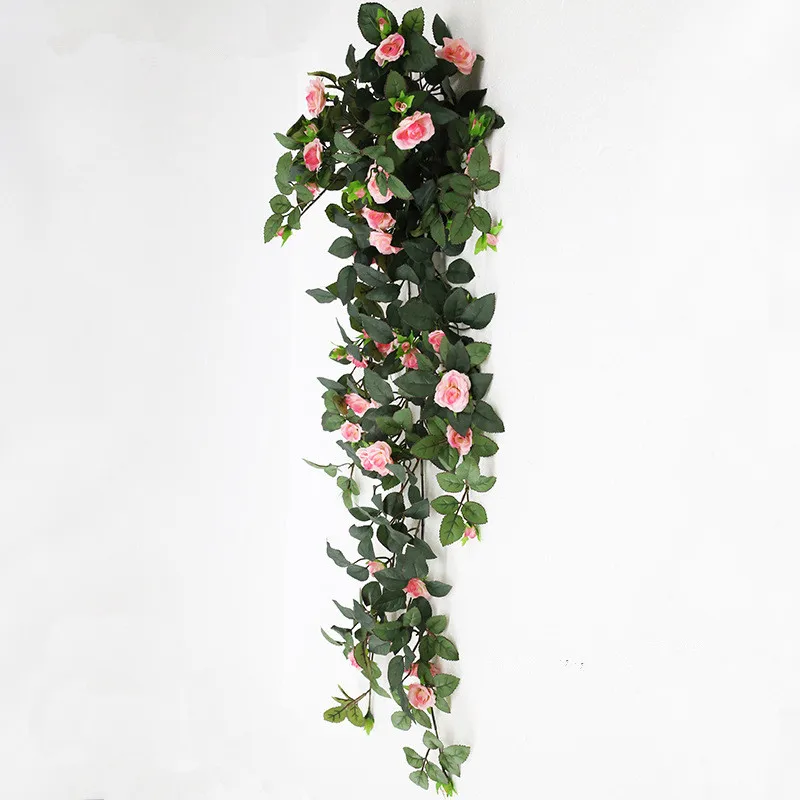 1m pink 1,3 м/1 м Искусственный цветок розы из ротанга зеленый плюща домашний балкон декоративный поддельный flowe овраг свадебный цветок декор для стен и потолка - Цвет: 1m pink