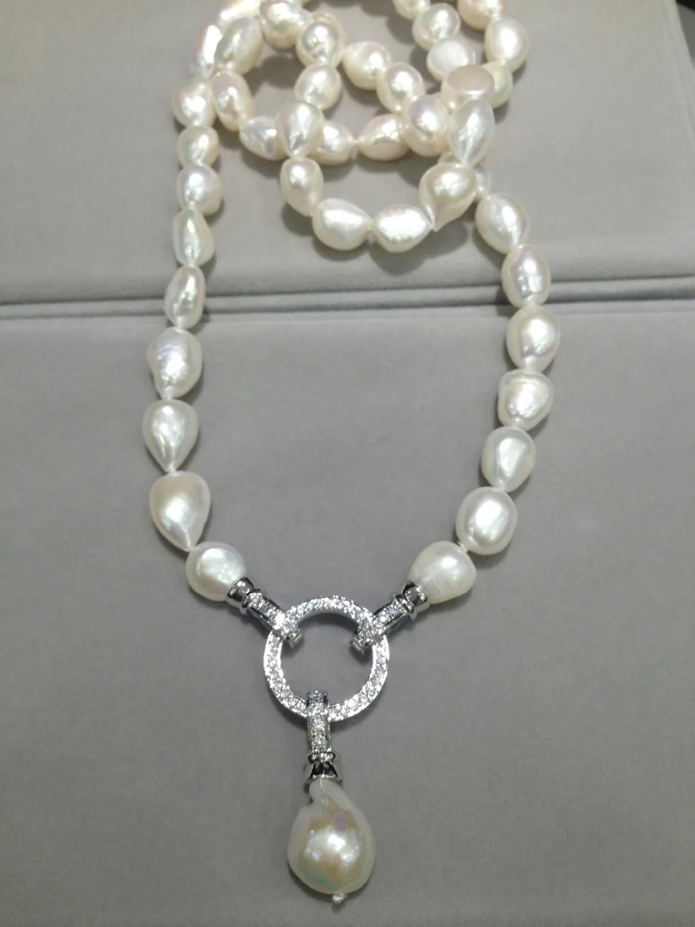 

Multi wear Long FreshWater Pearl Necklace Natural 10-11MM 80CM Baroque Long Pearl Necklace Fashion Women Jewelry