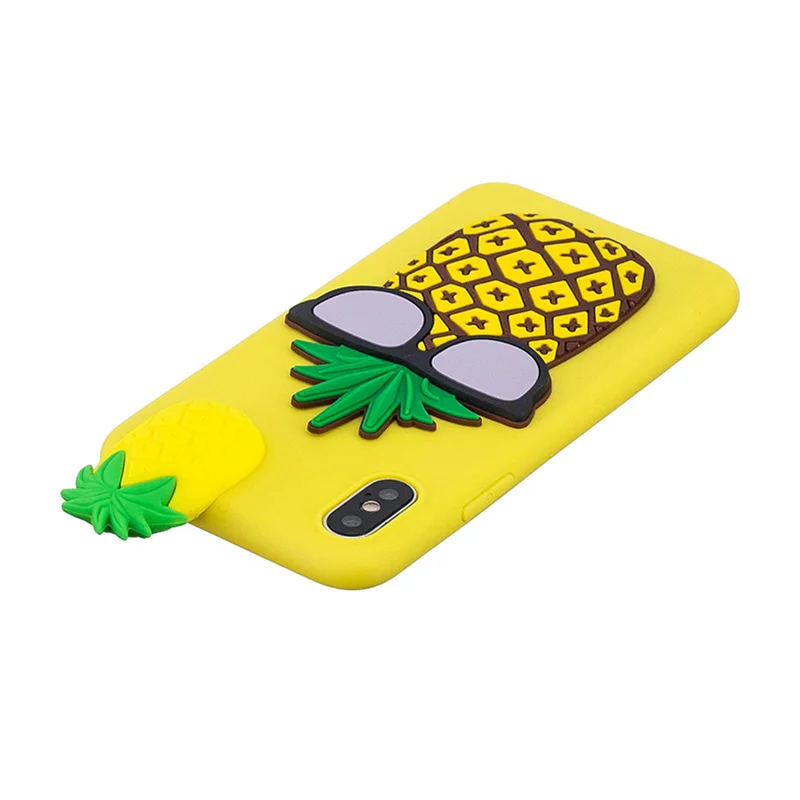 3D Pineapple Cat Phone Case For iPhone X Xr Xs Max Soft Silicone Cute Cartoon 7 8 Plus 6 6s 5 5S SE Cover Coque |