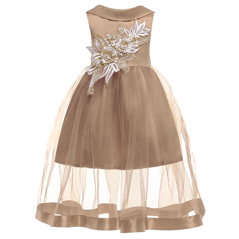 2020 Embroidery Summer Clothes Flower Princess Kids Dresses For Girls Dress Elegant Wedding Children Clothing 6 5 10 Years | Детская