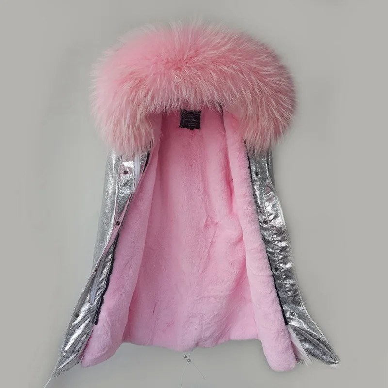 C10 long faux liner Furlove новинка, зимние пальто, женские куртки, настоящий большой воротник из меха енота, толстые женские пуховики и парки серебряного цвета, пальто из искусственного меха - Цвет: C10 long faux liner