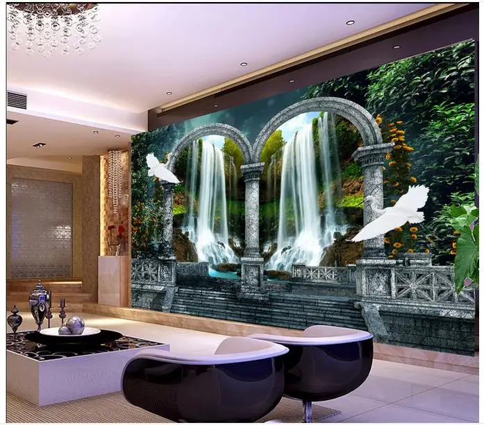 Оригинальные высококачественные настенные 3d обои фрески пейзаж водопад вода