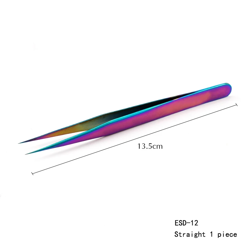 ESD-12 Qiao Plating effect Tweezers Bend New Stainless Steel Industrial Anti-static Cross Tweezers Sewing Accessories Tools - Цвет: ESD-12
