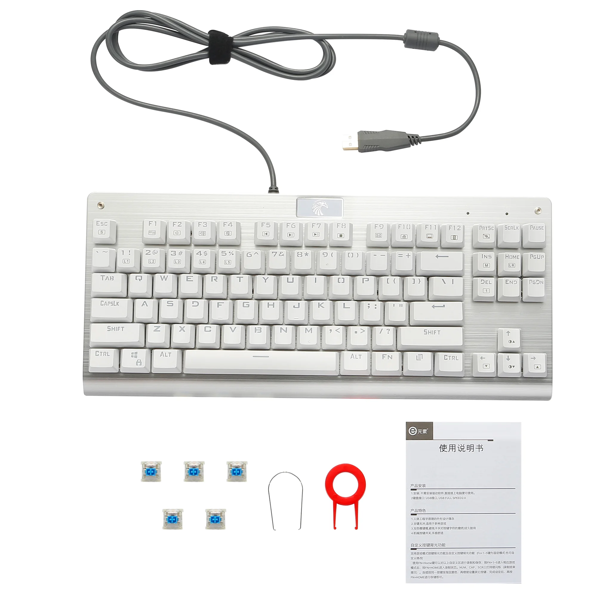 Z-77 Eagle RGB с подсветкой Tenkeyless Механическая игровая клавиатура 87 ключ синий переключатель анти-ореолы тактильная Clicky Gamer клавиатура