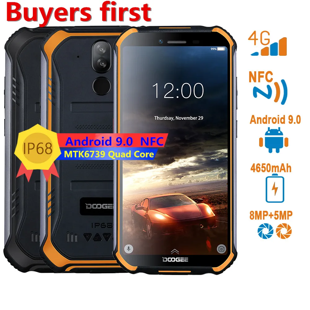 DOOGEE IP68 водонепроницаемый смартфон с 5 дюймовым дисплеем четырёхъядерным