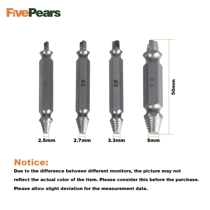 4 шт. двухсторонний поврежденный винт экстрактор сверла набор направляющих