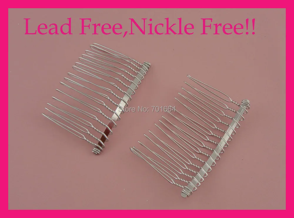 Простые металлические гребни для волос серебряные с 15 зубцами без свинца и