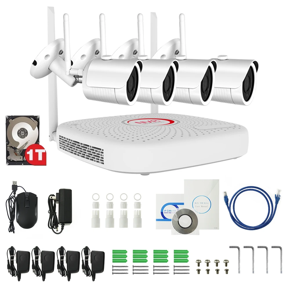 Acesee охранных Камера CCTV Системы Беспроводной 4CH 1080 P NVR комплект WI-FI IP открытый IPP6