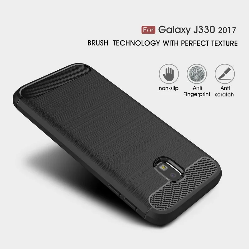 Мода для Samsung Galaxy J3 2017 чехол углерода Волокно текстуры + ТПУ Силиконовые Мягкий J330