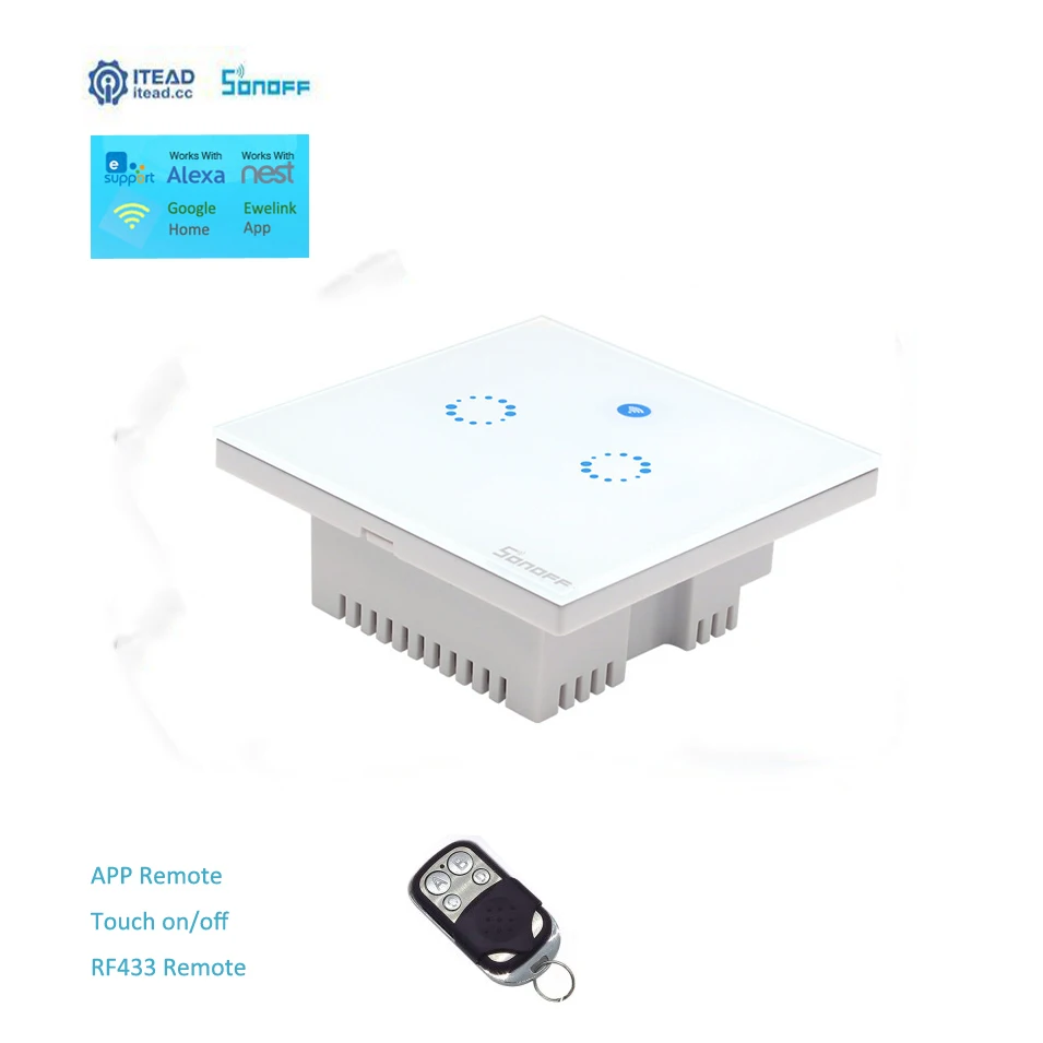 ITEAD Sonoff T1 панель британский стандарт 2 Gang Wi Fi интеллектуальная Автоматизация дома