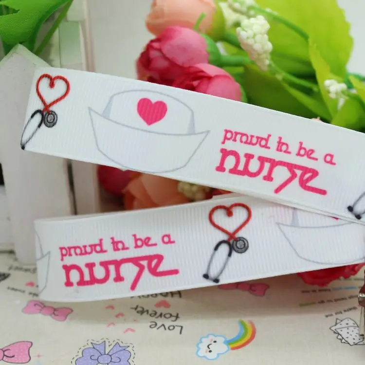 Бант из ленты с принтом медсестры и рака 7/8 дюйма бесплатная доставка украшение