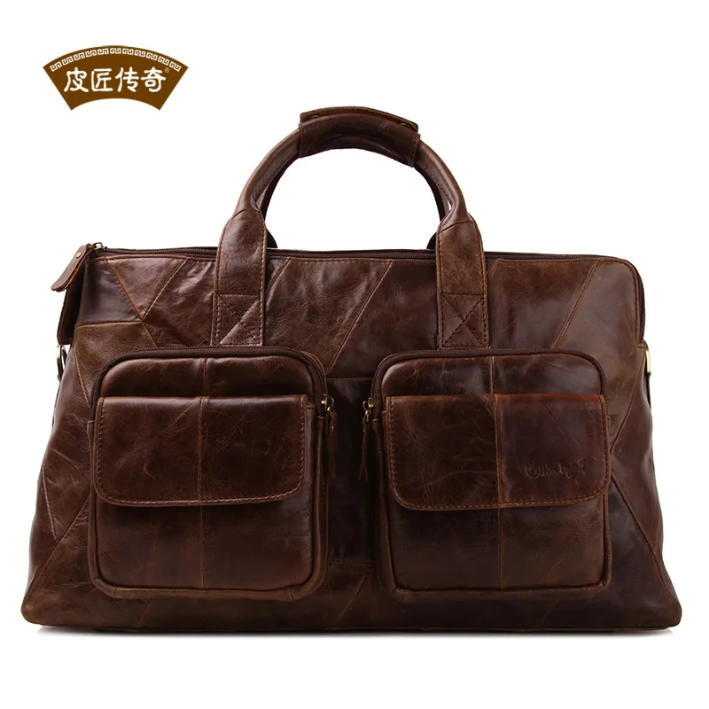 Бесплатная доставка Мужская Повседневная Натуральная кожа сумка большая