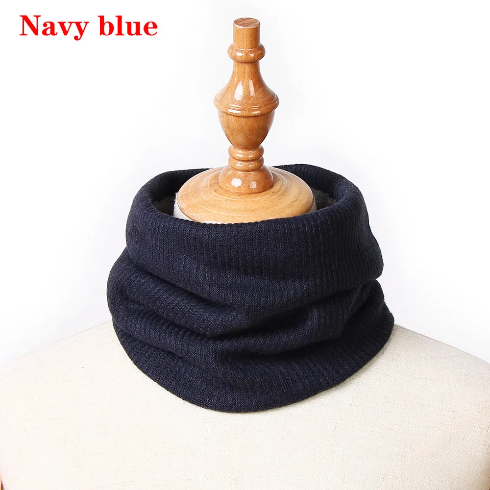 navy blue Модные зимние шарфы для женщин, шарфы с кольцом, шейный платок, толстые теплые аксессуары для шеи, детский шарф с воротником - Цвет: navy blue
