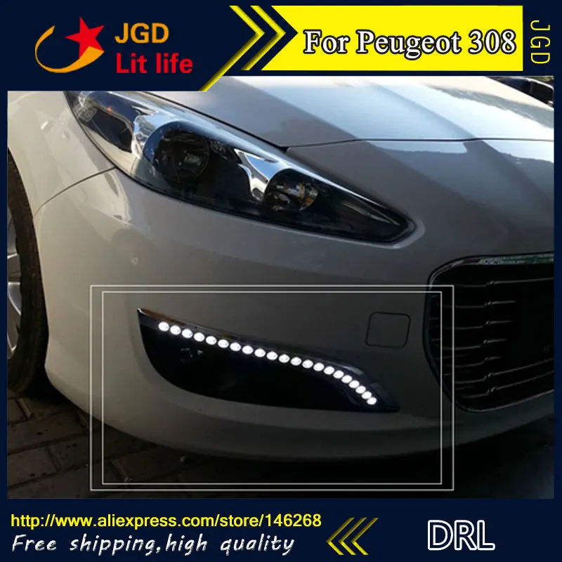 12 V 6000 k светодиодный DRL Дневной ходовой свет для peugeot 308 2012 2013 противотуманная фара рамка противотуманная фара