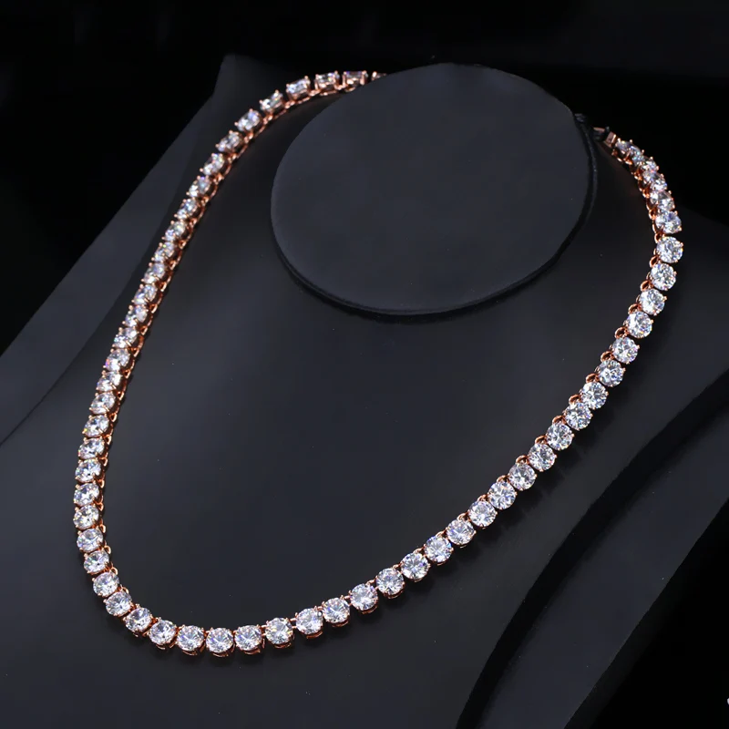 CWWZircons AAA высокое качество кубический цирконий камень установка розовое золото цвет Вечеринка Круглые Чокеры ожерелья для женщин CP079