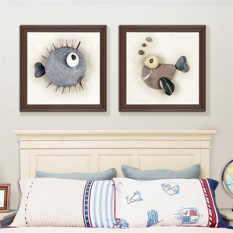 Abstract Fishes Cobblestone Creative Mural Artwork Poster Print Picture kids room Wall painting Canvas Art poster For Home decor |
