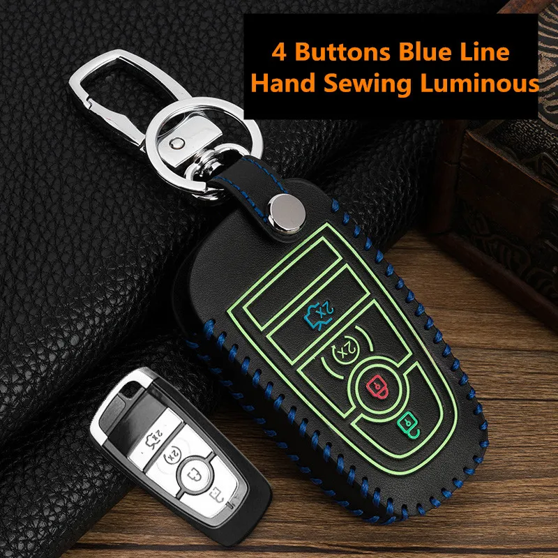 Светящийся кожаный чехол для ключей Стайлинг автомобиля Ford Fusion Mondeo Mustang Edge Expedition