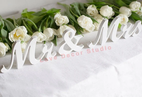 Mr and Mrs wedding wooden decorative freestanding letters white custom colors DIY rustic decor sweetheart table gift idea|letters white|mr mrsmr mrs
