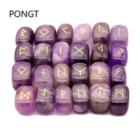25pcs natural stone carving viking runes amulet set reiki runic alphabets healing crystals quartz divination stones jewelry