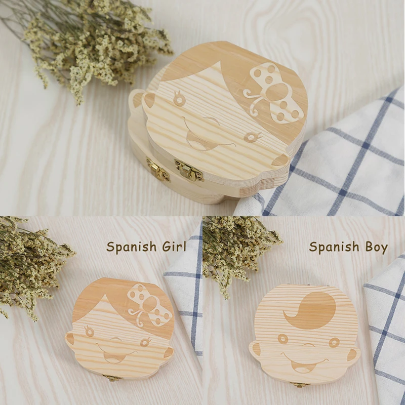 Wood Baby Girl Boy Tooth Organizer Save Milk Teeth Storage Collecting Gift Umbilical Cord Creative For Kid F1 | Дом и сад