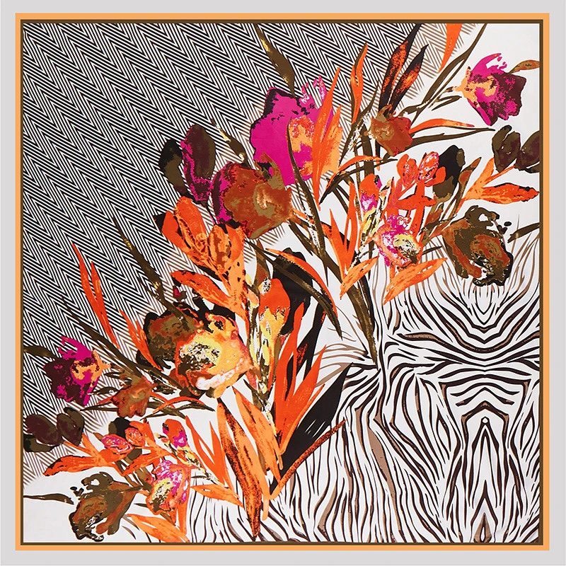 Женский саржевый шелковый шарф POBING квадратные шарфы с цветочным принтом большая