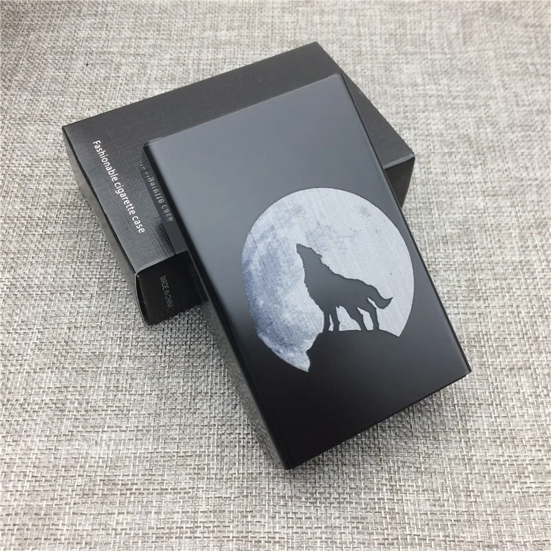 LF002 товар чехол лазерная резная коробка для сигарет в виде Луны и волка фотообои с