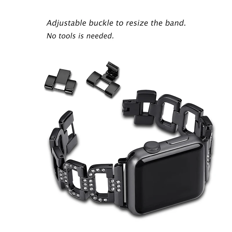 

38-42mm Watch Band For Apple Series Metal SteeL Crystal Diamond Watch Band For Apple Watch Series 1 2 3 iWatch Wtchbands strap