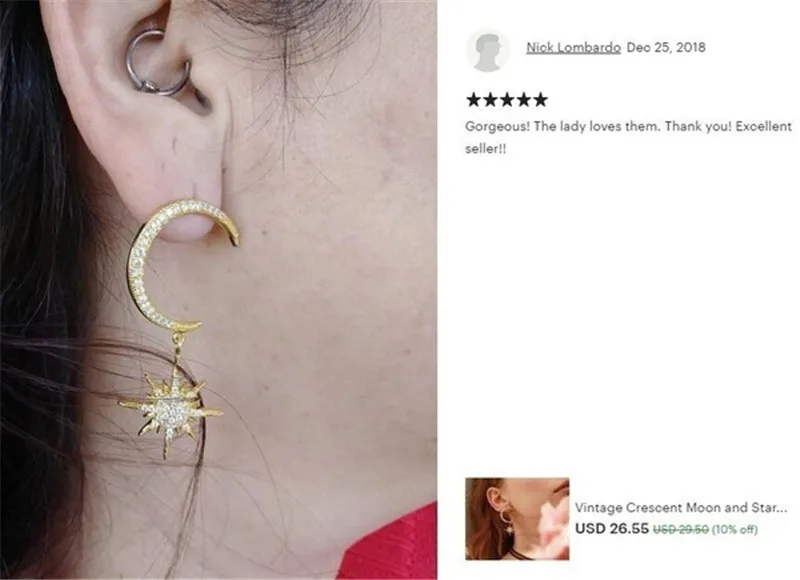 Большая луна серьги с подвесками в виде Earrring проложить AAAAA cz реального 925 серебро