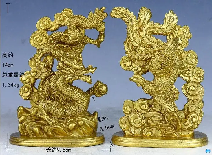 14 см дракон из чистой меди и феникс Феникс Hanlong украшения для дома | Дом сад