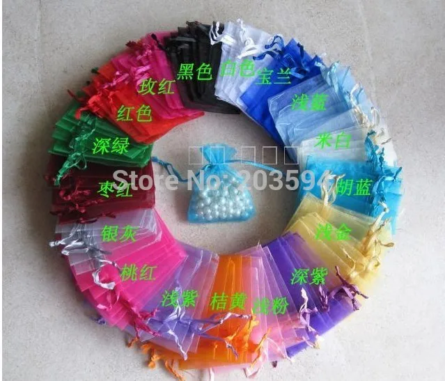 

JLKFG l!Hot Selling Wholesale 500pcs/lot 10*15cm Package Mix Colors Wedding Candy Organza Bag Gift Bags Wrapping Packing Bag
