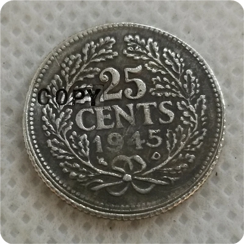 1945 netherland 25 cent Wilhelmina копировальная монета бесплатная доставка|Безвалютные монеты|