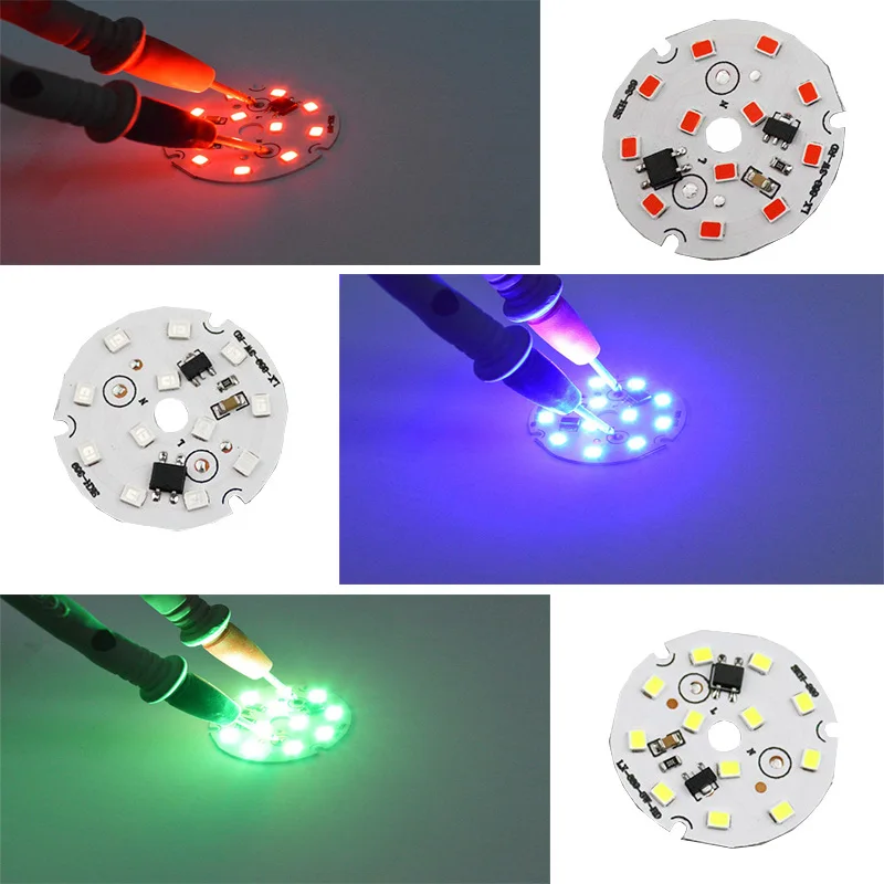 10 шт. AC 220V светодиодный pcb источник света SMD2835 3W 5W интегрированный ic драйвер, светодиодный бусины умная ИС(интеграционная схема поверхностного монтажа, красный цвет зеленый, синий светодиодный светильник для светодиодный лампы