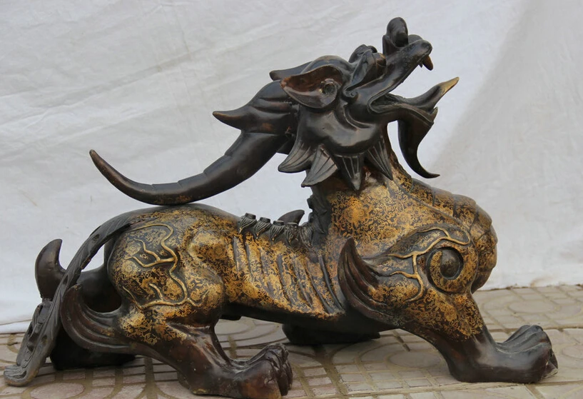 song voge gem S6053 31&quot Larger Chinese Bronze exorcise fly Unicorn Beast Pi Xiu Statue sculpture | Дом и сад