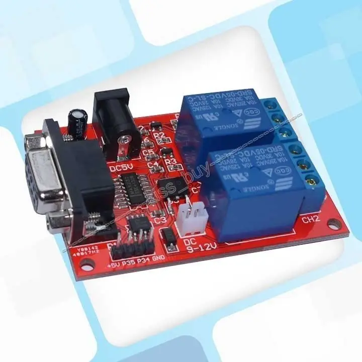DC 5V 12V 2-канальный RS232 серийный контроль реле Плата SCM PC SController | Электронные