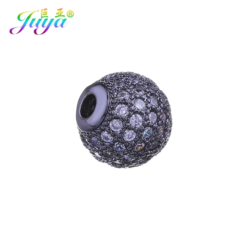 10mm Metal Black Juya DIY ювелирные изделия металлические бусины микро паве циркон 10 мм Starburst круглый шар бусины для женщин мужские украшения из бисера Изготовление - Цвет: 10mm Metal Black