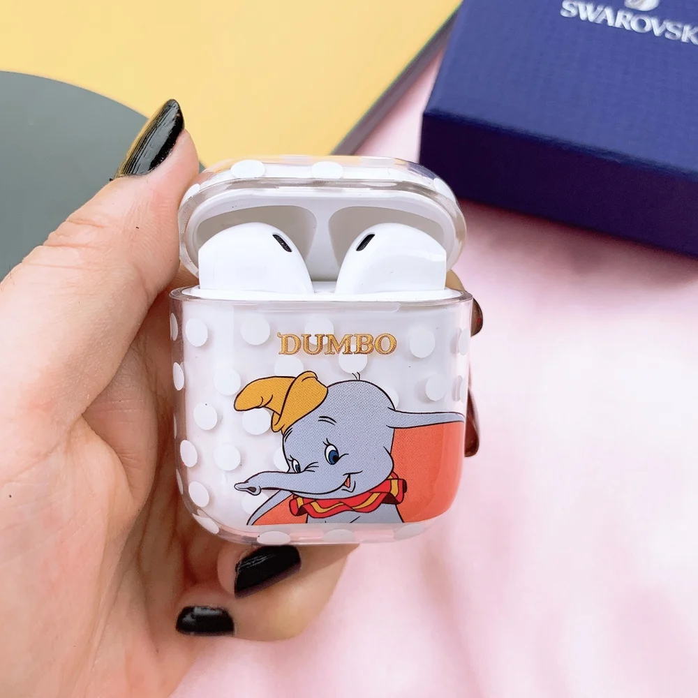 Мультфильм Dumbo наушники аксессуары чехол s Прозрачный жесткий чехол Защитная сумка для Apple AirPods 1 2 Беспроводная Проводная зарядная коробка