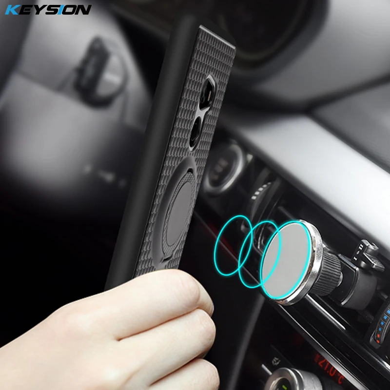 KEYSION Phone Case for Xiaomi Mi MIX 2 A2 Lite A1 Car Magnetic Suction Bracket Finger Ring Soft TPU Cover Redmi Note 6 Pro |