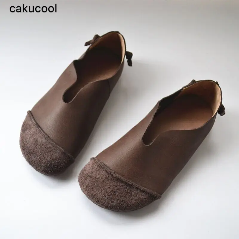 Cakucool/демисезонные кожаные повседневные тонкие туфли с одной подошвой женские в