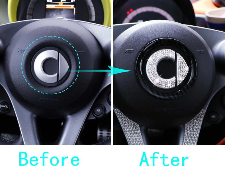 Персонализированные флэш-сверла логотип наклейка на руль для Mercedes Smart Fortwo Forfour 453 451 украшение автомобиля стикер аксессуары