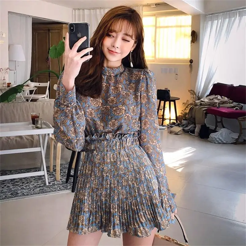 Для женщин платья Ins для девочек Kawaii Ulzzang Винтаж Плиссированные платье с
