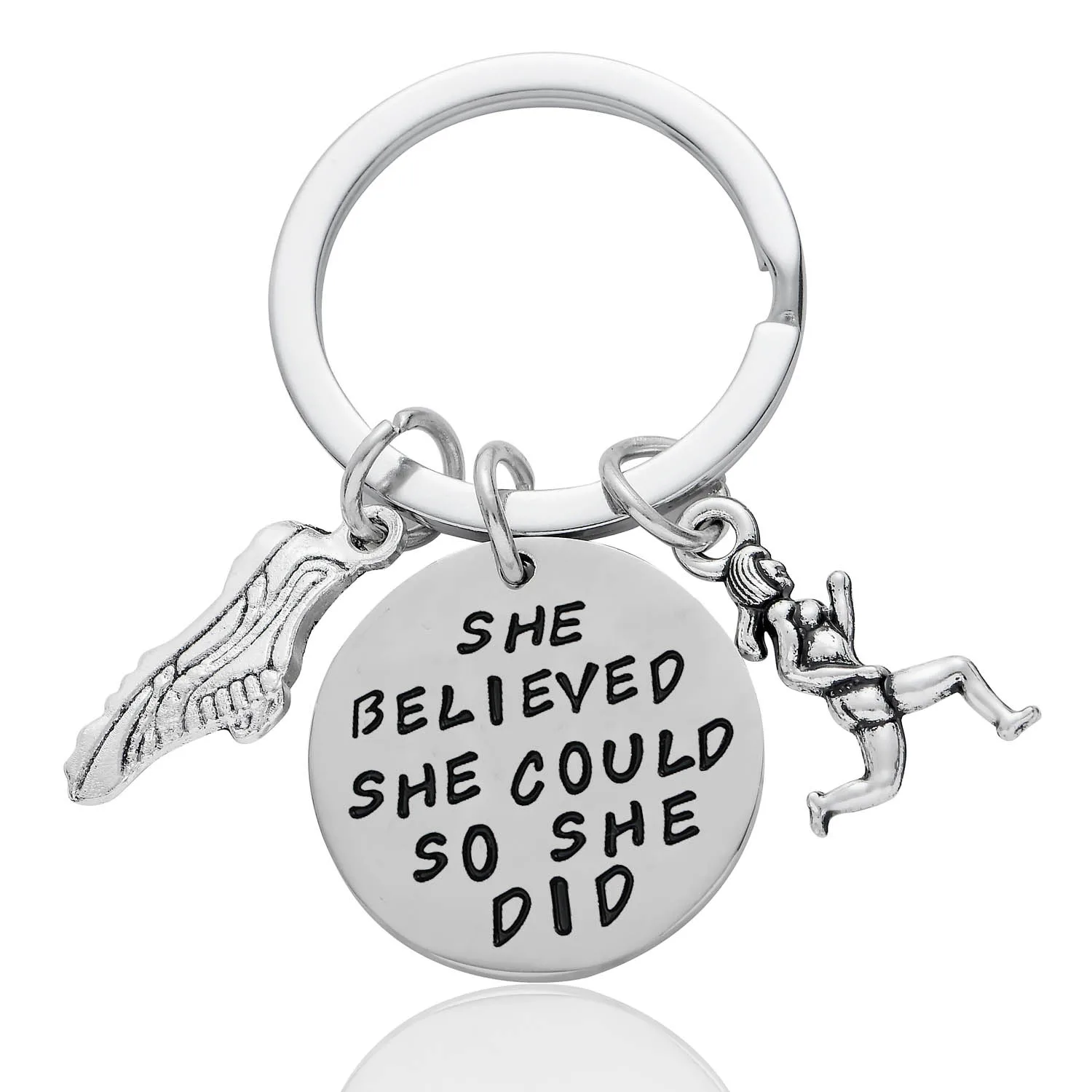 Runner Keyring Она верила, что она может так она делает кулон брелок бегунок защитник танцовщица гимнастика Спорт Баскетбол Волейбол Софтбол Брелок - Цвет: Runner Keyring