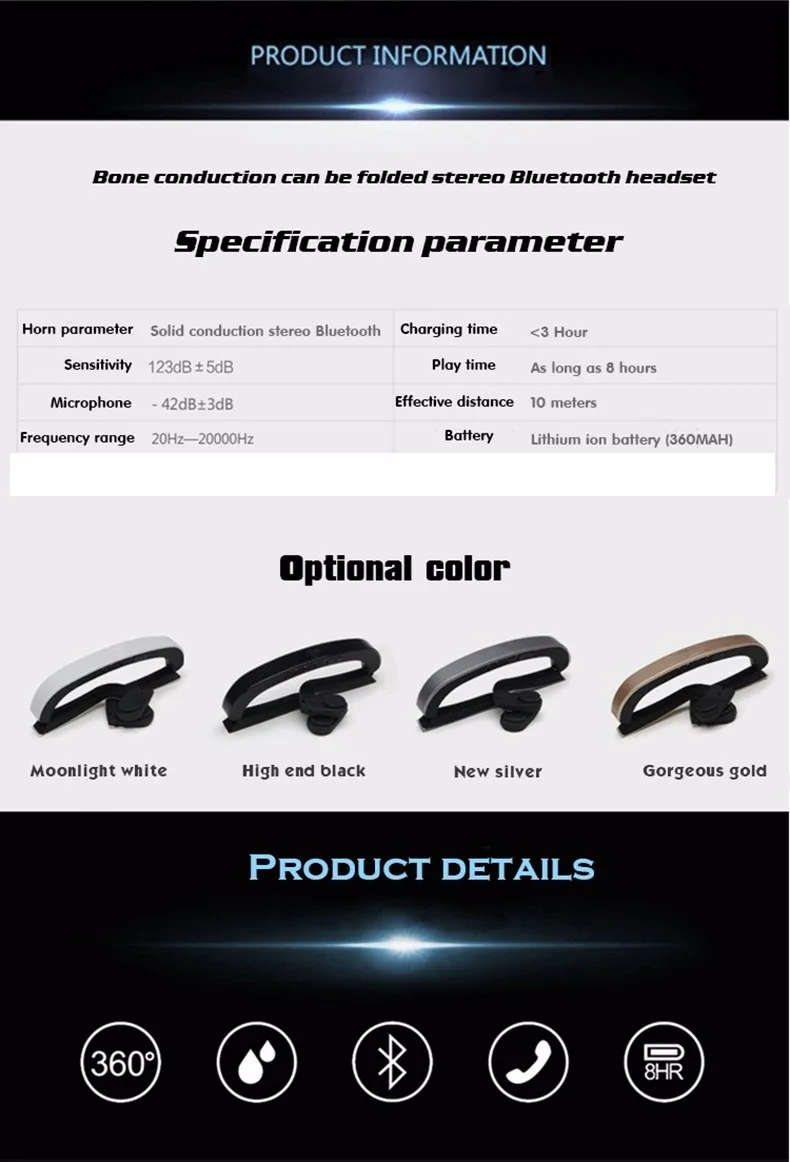 Оригинальная Спортивная bluetooth-гарнитура ZD100, 4,0, стерео, костная проводимость, Bluetooth гарнитура, беспроводные наушники