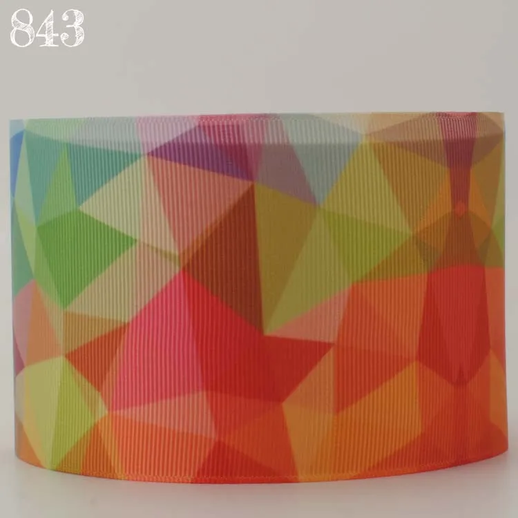 NEW sales 50 yards 3&quot 75mm Colorful diamond ribbon printed grosgrain free shipping DIY | Дом и сад