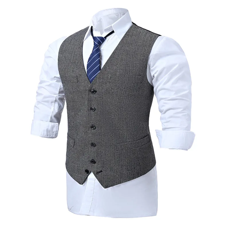 Мужские жилетки с узором в елочку твидовые тонкие мужские на заказ без рукавов