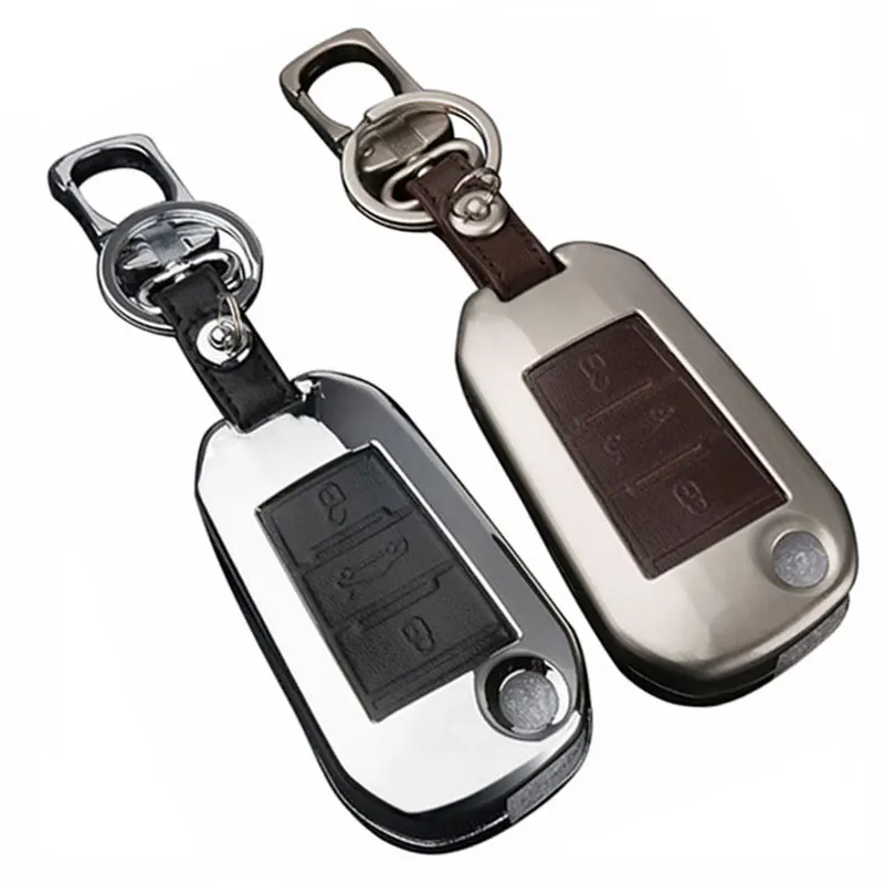 Чехол для автомобильного ключа Peacekey кожаный бумажник с пряжкой из сплава Peugeot 3008