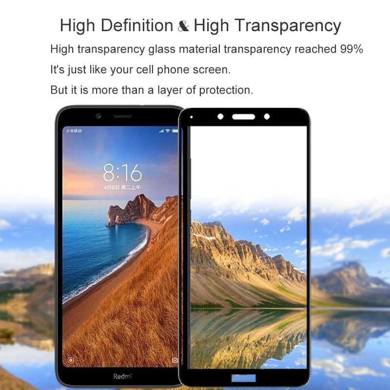 2 шт Полное покрытие экрана протектор Закаленное стекло для Xiaomi REDMI 7A 5 45 &quot9 H